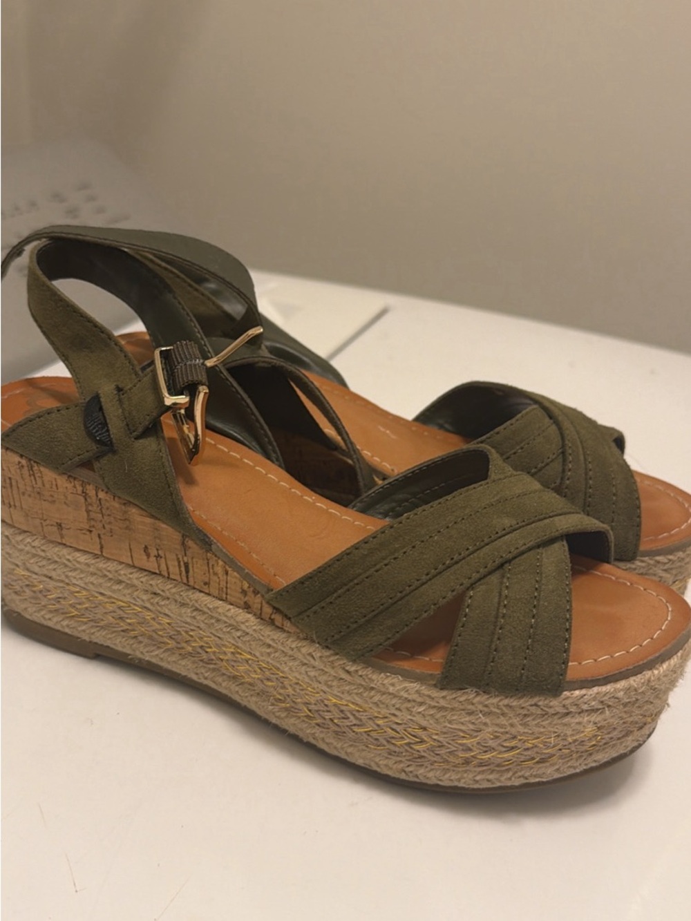 DSW Olive Platform Espadrille Sandals